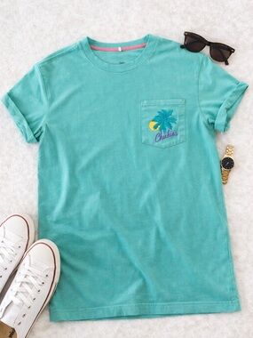 Chubbies Sky’s Out Thighs Out Tee Large Teal Palm Graphic Pocket Shirt